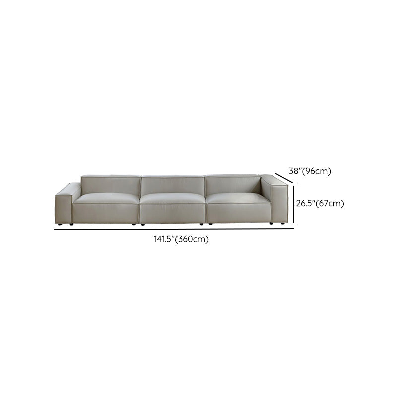 37" Wide Contemporary Sofa Leather Square Arm Standard Seating
