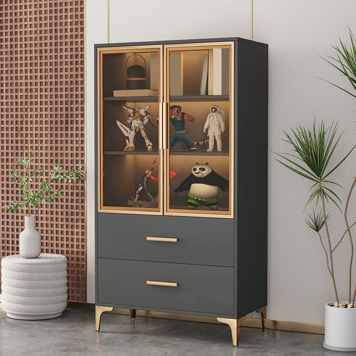 Gabinete de acento moderno Gabinete de metal y madera resistente a las manchas con puertas