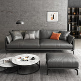 Sofá de brazo cuadrado 33.46 "Sofá de cuero genuino alto con espalda suelta