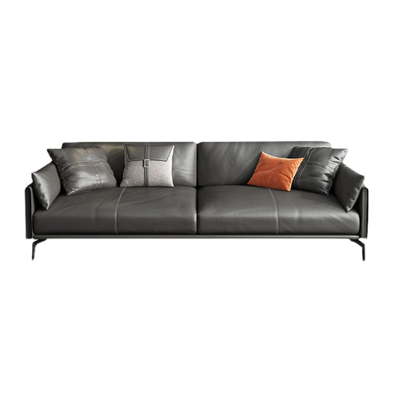 Sofá de brazo cuadrado 33.46 "Sofá de cuero genuino alto con espalda suelta