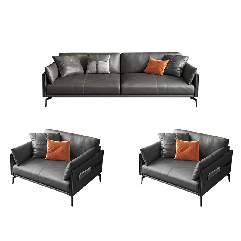 Sofá de brazo cuadrado 33.46 "Sofá de cuero genuino alto con espalda suelta