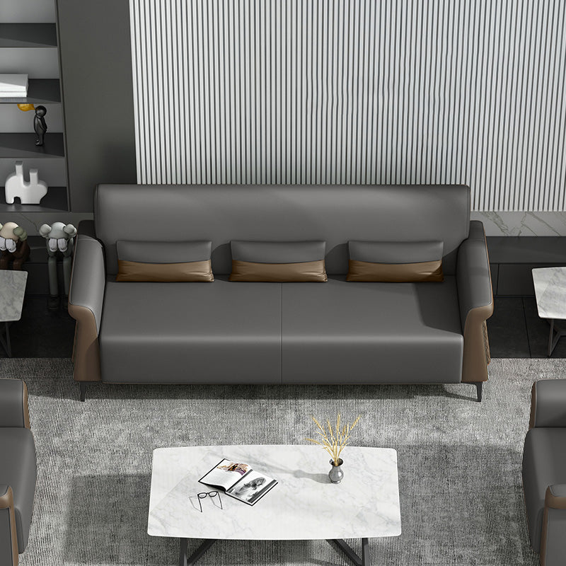 Flared Arm Sofa 30.31" High Faux Leather Sofa with Loose Back