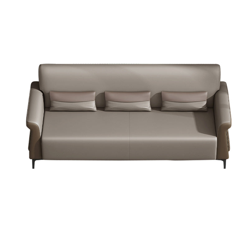 Flared Arm Sofa 30.31" High Faux Leather Sofa with Loose Back