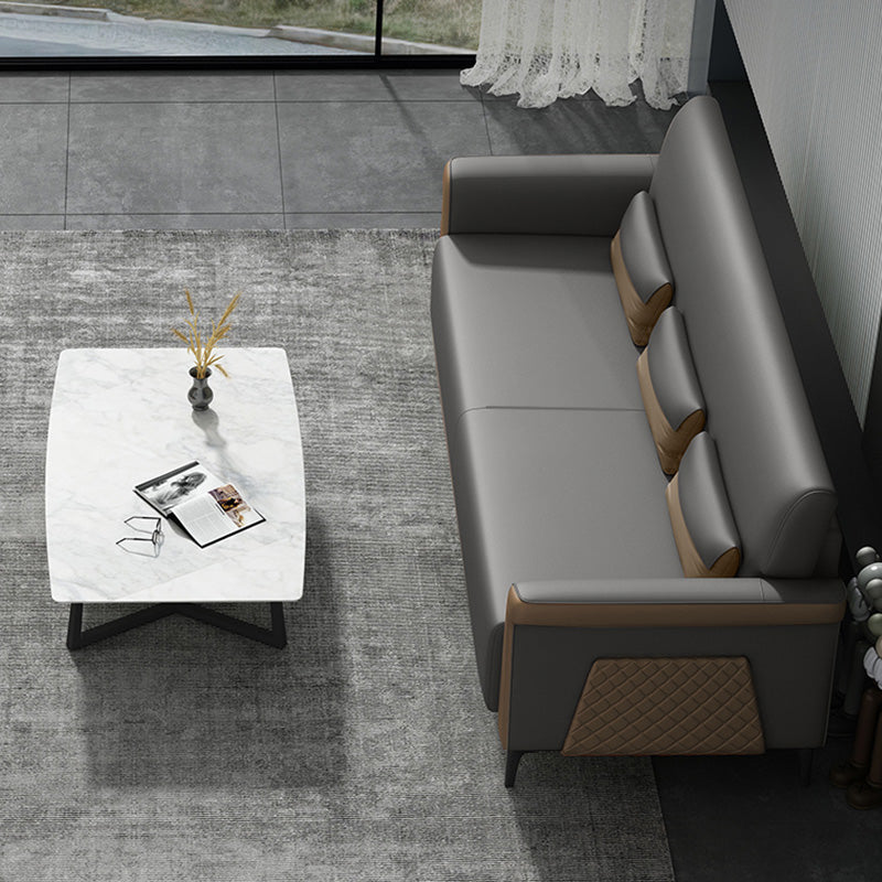 Flared Arm Sofa 30.31" High Faux Leather Sofa with Loose Back