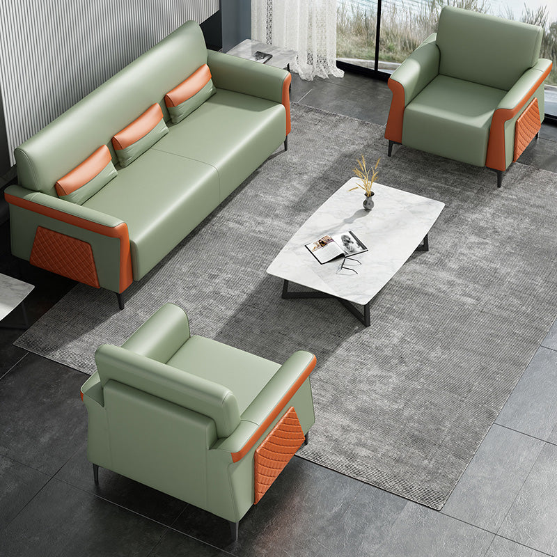 Flared Arm Sofa 30.31" High Faux Leather Sofa with Loose Back