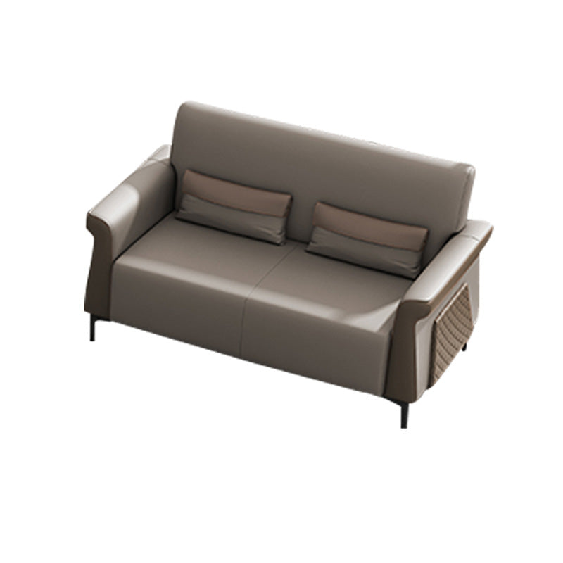 Flared Arm Sofa 30.31" High Faux Leather Sofa with Loose Back