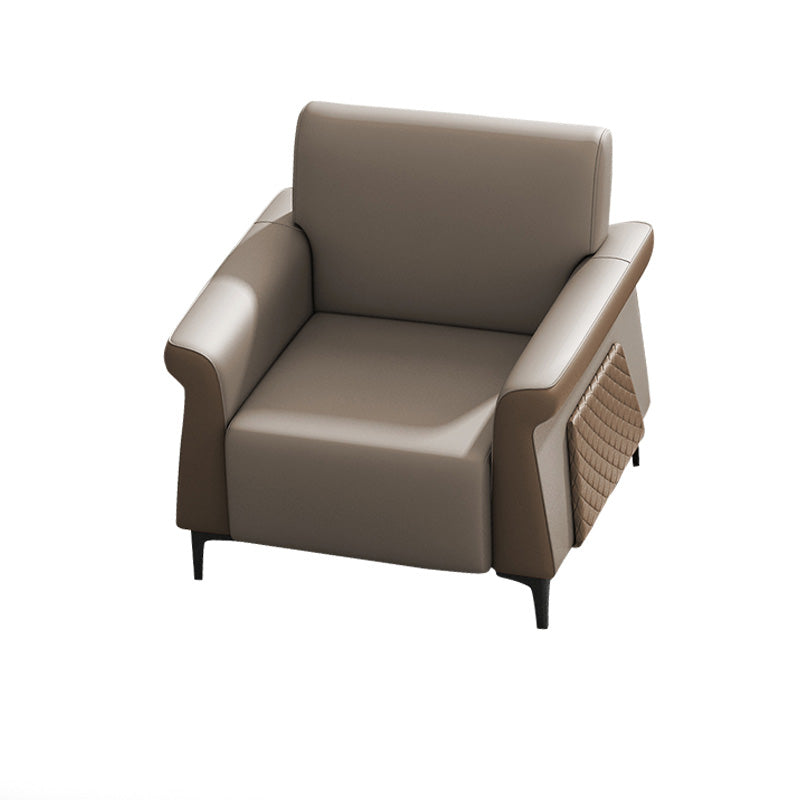 Flared Arm Sofa 30.31" High Faux Leather Sofa with Loose Back