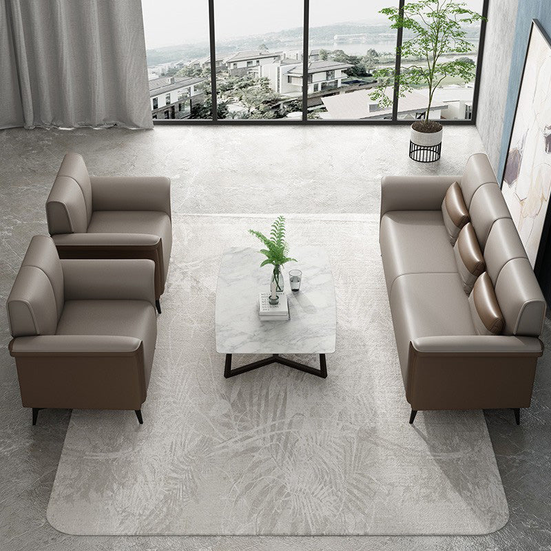 Flared Arm Sofa 30.31" High Faux Leather Sofa with Loose Back