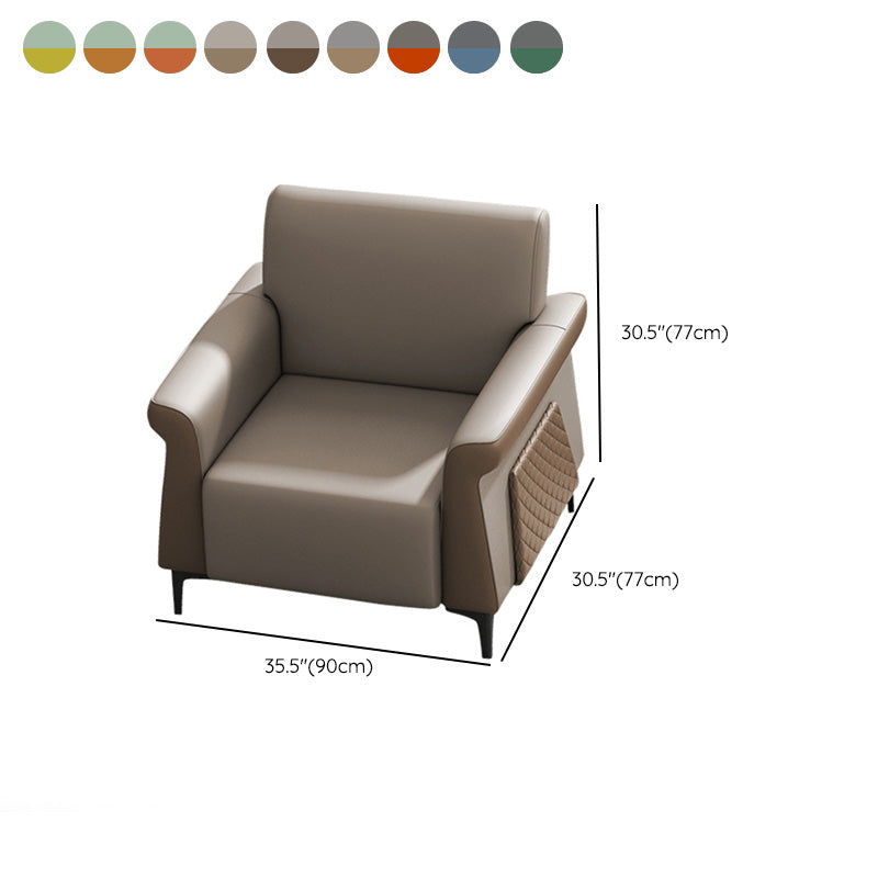 Flared Arm Sofa 30.31" High Faux Leather Sofa with Loose Back