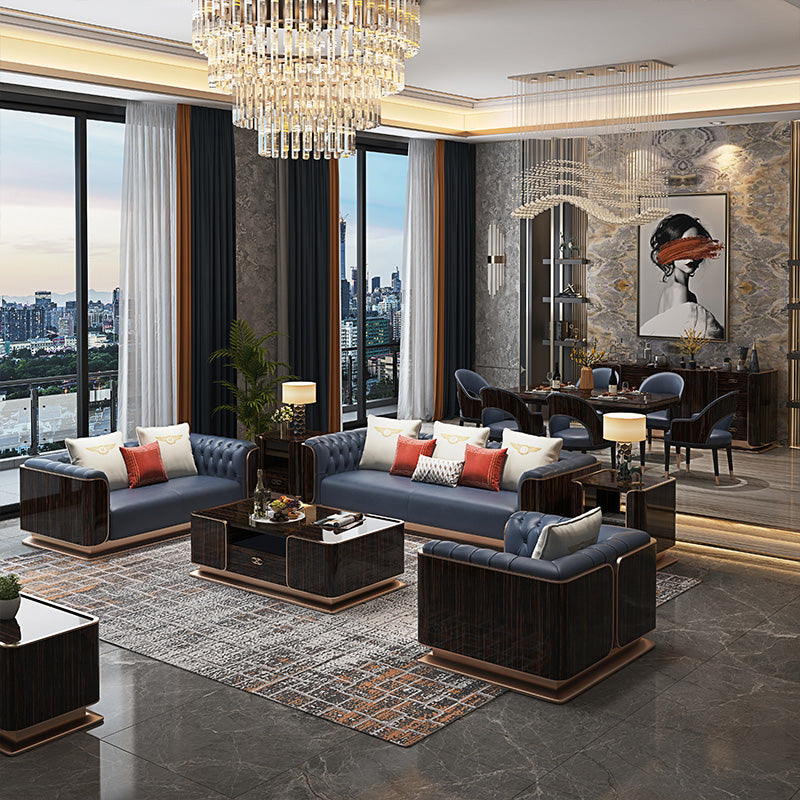 Modern Genuine Leather Sofa 29.52" High Pillow Top Arm  Sofa