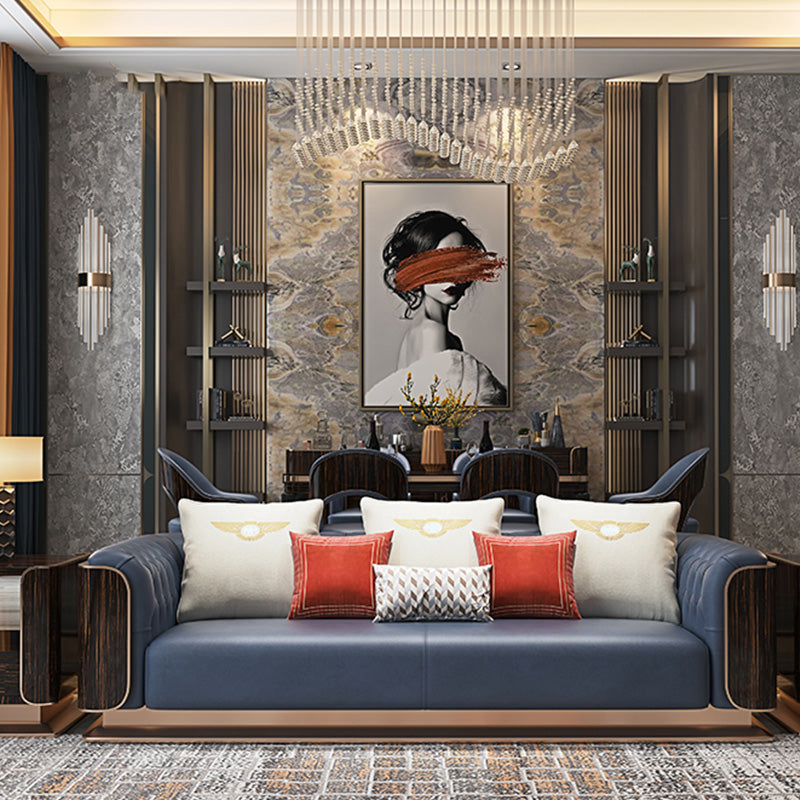 Modern Genuine Leather Sofa 29.52" High Pillow Top Arm  Sofa