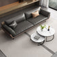 Gray Faux Leather Sofa 31.49" High Square Arm Sofa with Pillows