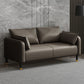 Faux Leather Sofa 31.49" High Square Arm Sofa with 2 Pillows