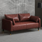 Faux Leather Sofa 31.49" High Square Arm Sofa with 2 Pillows