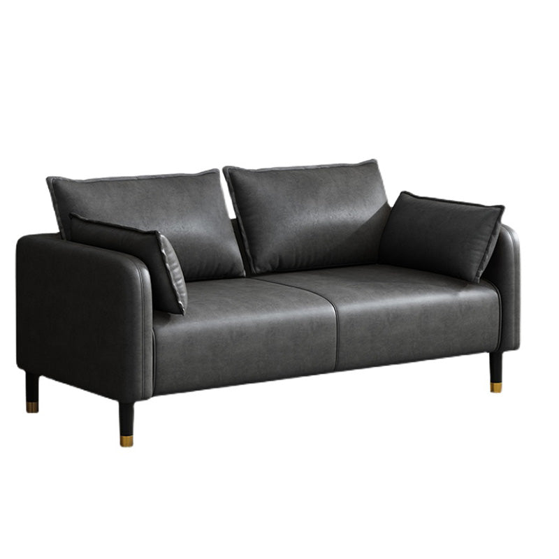 Faux Leather Sofa 31.49" High Square Arm Sofa with 2 Pillows