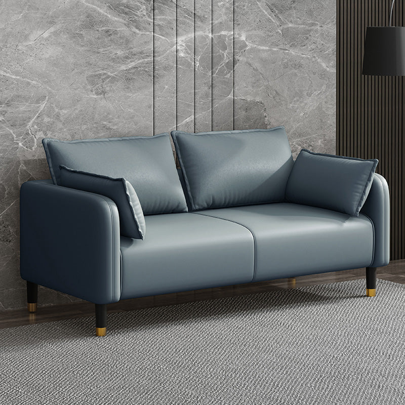 Faux Leather Sofa 31.49" High Square Arm Sofa with 2 Pillows