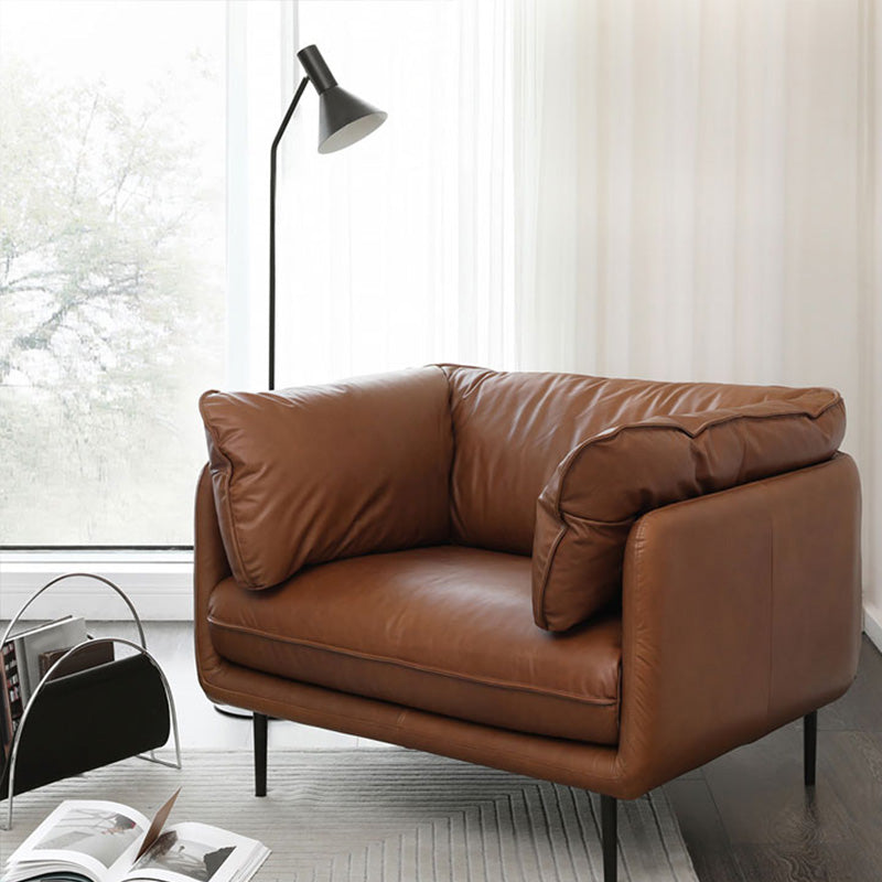 Faux Leather Sofa 31.49" High Tuxedo Arm Sofa with Loose Back Clearhalo 'furn' 'furn_sofas' 'Furniture' 'Living Room Furniture' 'Sofa' 'sofas' 7173428