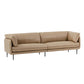 Faux Leather Sofa 31.49" High Tuxedo Arm Sofa with Loose Back 110"L x 39"W x 31.5"H Light Coffee Genuine Leather Clearhalo 'furn' 'furn_sofas' 'Furniture' 'Living Room Furniture' 'Sofa' 'sofas' 7173431