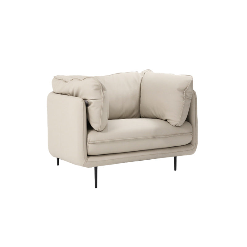 Faux Leather Sofa 31.49" High Tuxedo Arm Sofa with Loose Back 43"L x 39"W x 31.5"H Cream Gray Genuine Leather Clearhalo 'furn' 'furn_sofas' 'Furniture' 'Living Room Furniture' 'Sofa' 'sofas' 7173445