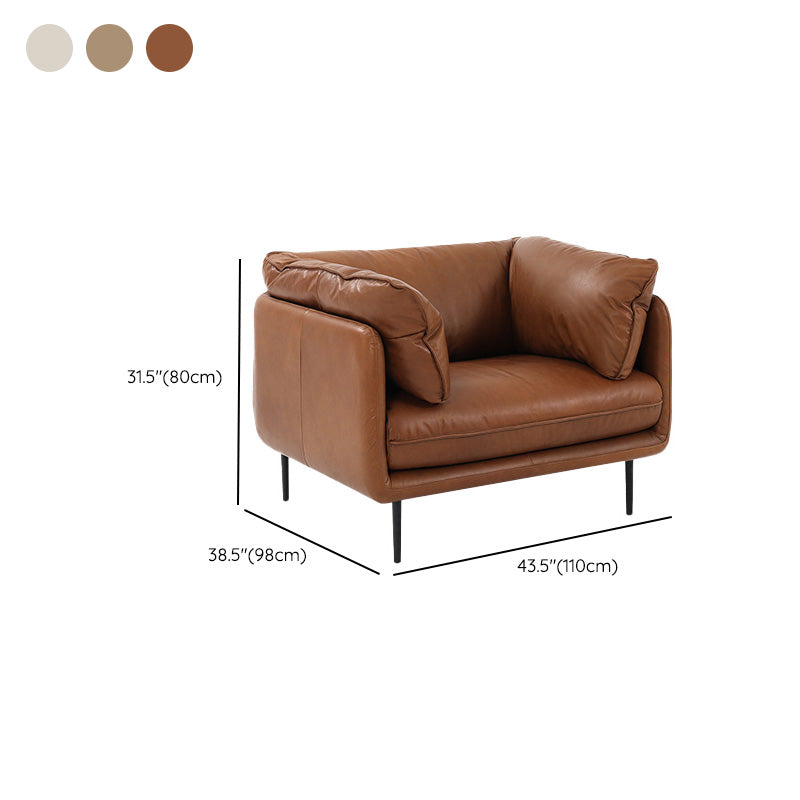 Faux Leather Sofa 31.49" High Tuxedo Arm Sofa with Loose Back Clearhalo 'furn' 'furn_sofas' 'Furniture' 'Living Room Furniture' 'Sofa' 'sofas' 7173446