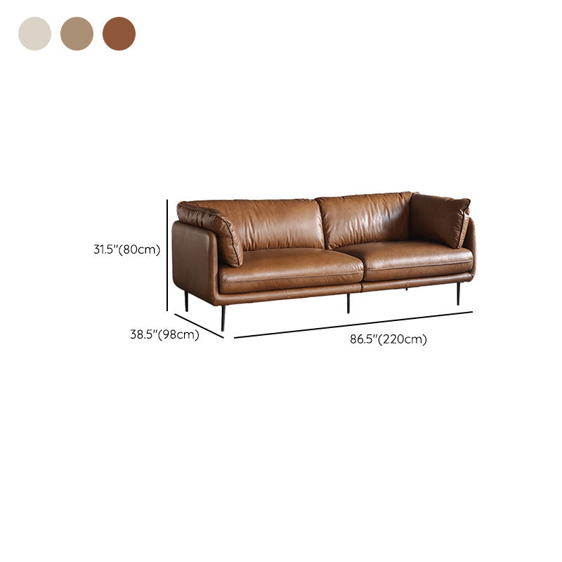 Faux Leather Sofa 31.49" High Tuxedo Arm Sofa with Loose Back Clearhalo 'furn' 'furn_sofas' 'Furniture' 'Living Room Furniture' 'Sofa' 'sofas' 7173448