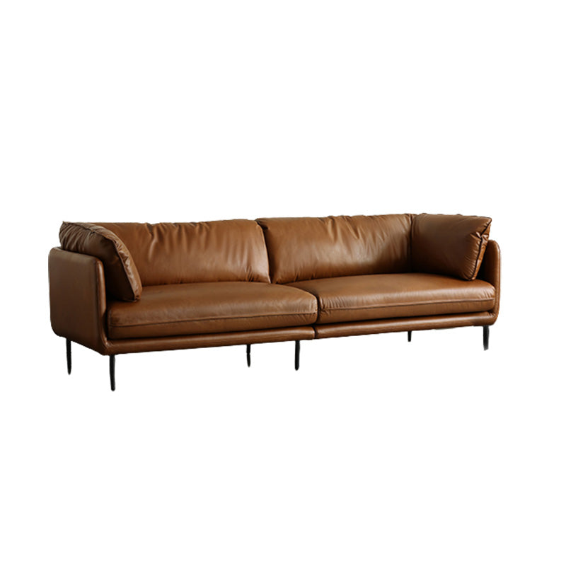 31.49" High Sofa Faux Leather Tuxedo Arm Sofa with Loose Back