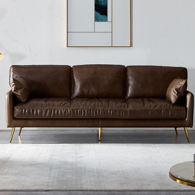 31.88 "Sofá de alto sofá contemporáneo de cuero con brazo cuadrado con cojines