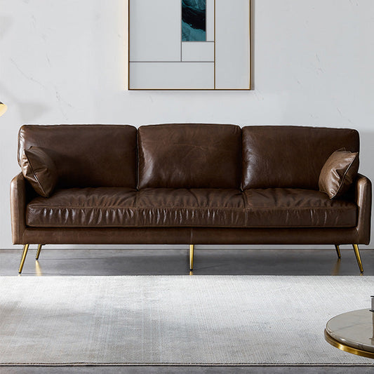 31.88" High Sofa Contemporary Faux Leather Square Arm Sofa with Cushions