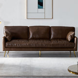 31.88 "Sofá de alto sofá contemporáneo de cuero con brazo cuadrado con cojines