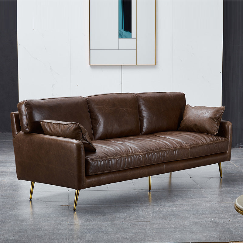 31.88 "Sofá de alto sofá contemporáneo de cuero con brazo cuadrado con cojines