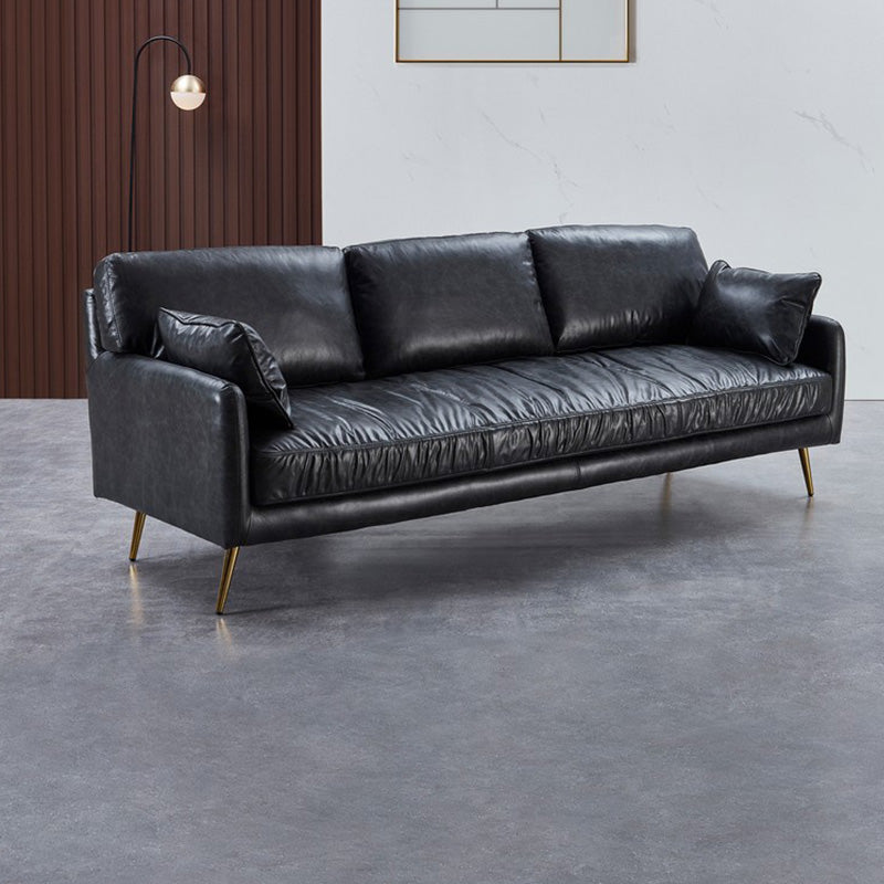 31.88 "Sofá de alto sofá contemporáneo de cuero con brazo cuadrado con cojines