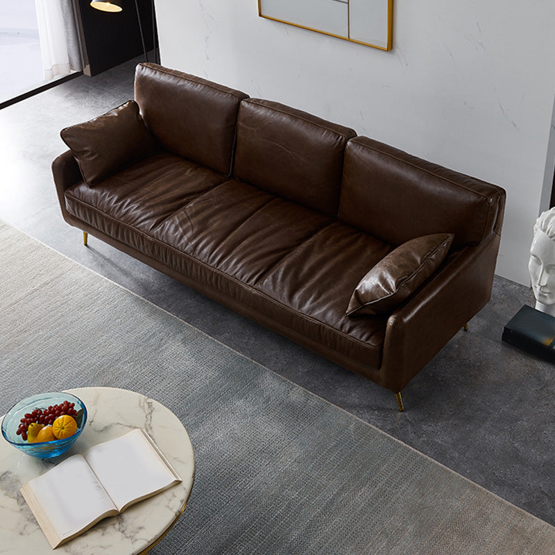 31.88 "Sofá de alto sofá contemporáneo de cuero con brazo cuadrado con cojines