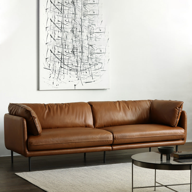 Contemporáneo 31.49 "Sofá de brazo de esmoquin de cuero genuino alto