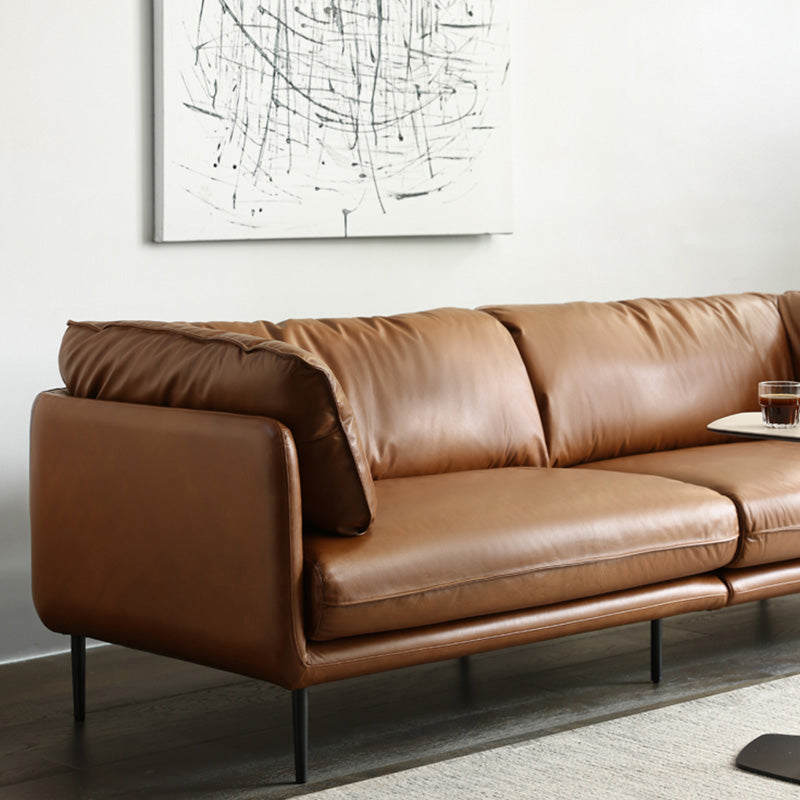 Contemporáneo 31.49 "Sofá de brazo de esmoquin de cuero genuino alto