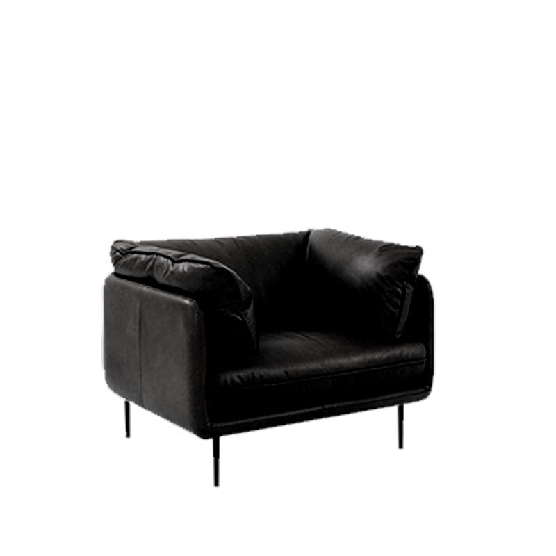 Contemporáneo 31.49 "Sofá de brazo de esmoquin de cuero genuino alto