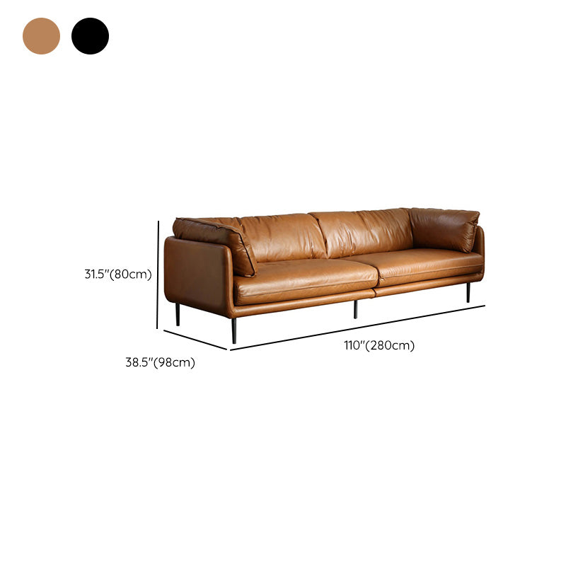 Contemporáneo 31.49 "Sofá de brazo de esmoquin de cuero genuino alto