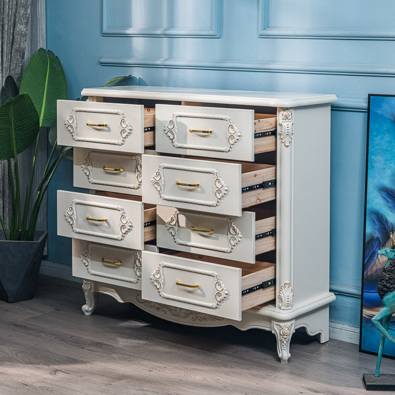 Mid-century Modern Solid Wood Chest in White Rectangle Cabinet with Drawers Clearhalo 'Cabinets & Chests' 'cabinets_chests' 'furn' 'furn_cabinets_chests' 'Furniture' 'Living Room Furniture' 7173616