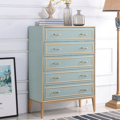 Mid-century Modern Wooden Chest in Blue Rectangle Accent Chest with Drawers 31"L x 14"W x 47"H