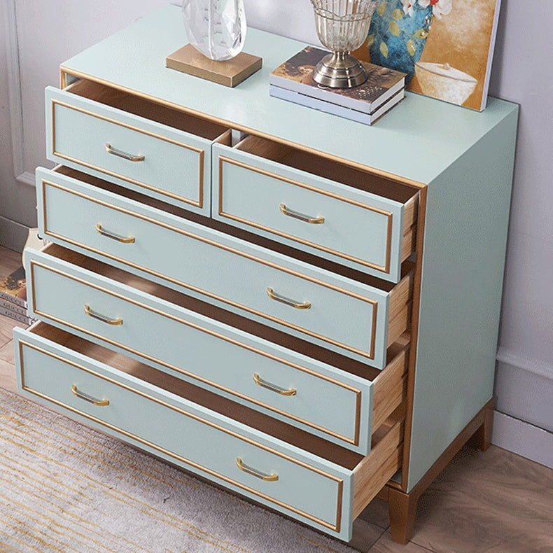Mid-century Modern Wooden Chest in Blue Rectangle Accent Chest with Drawers 39"L x 14"W x 38"H Clearhalo 'Cabinets & Chests' 'cabinets_chests' 'furn' 'furn_cabinets_chests' 'Furniture' 'Living Room Furniture' 7173651