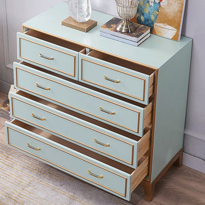 Mid-century Modern Wooden Chest in Blue Rectangle Accent Chest with Drawers 39"L x 14"W x 38"H Clearhalo 'Cabinets & Chests' 'cabinets_chests' 'furn' 'furn_cabinets_chests' 'Furniture' 'Living Room Furniture' 7173651