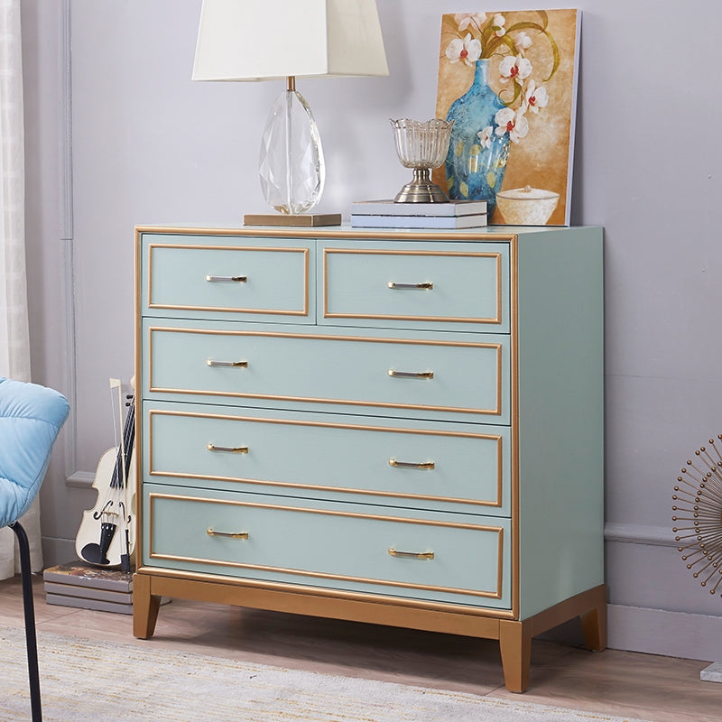 Mid-century Modern Wooden Chest in Blue Rectangle Accent Chest with Drawers Clearhalo 'Cabinets & Chests' 'cabinets_chests' 'furn' 'furn_cabinets_chests' 'Furniture' 'Living Room Furniture' 7173652