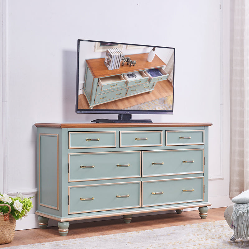 Mid-century Modern Wooden Chest in Blue Rectangle Accent Chest with Drawers Clearhalo 'Cabinets & Chests' 'cabinets_chests' 'furn' 'furn_cabinets_chests' 'Furniture' 'Living Room Furniture' 7173654
