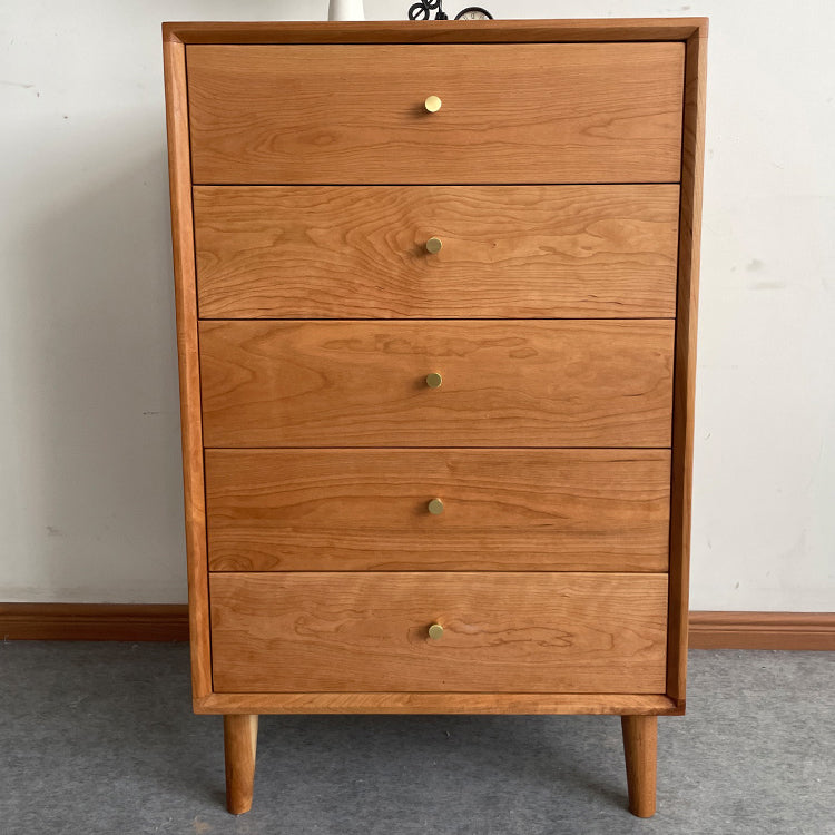 Mid-century Modern 5- Drawer Chest Rectangle Wooden Accent Chest Clearhalo 'Cabinets & Chests' 'cabinets_chests' 'furn' 'furn_cabinets_chests' 'Furniture' 'Living Room Furniture' 7173683