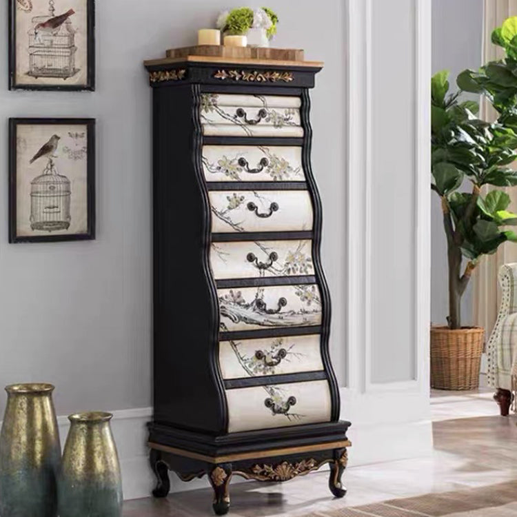 Coffre en bois en détresse moderne du milieu du siècle 7- tiroir rectangle accent coffre