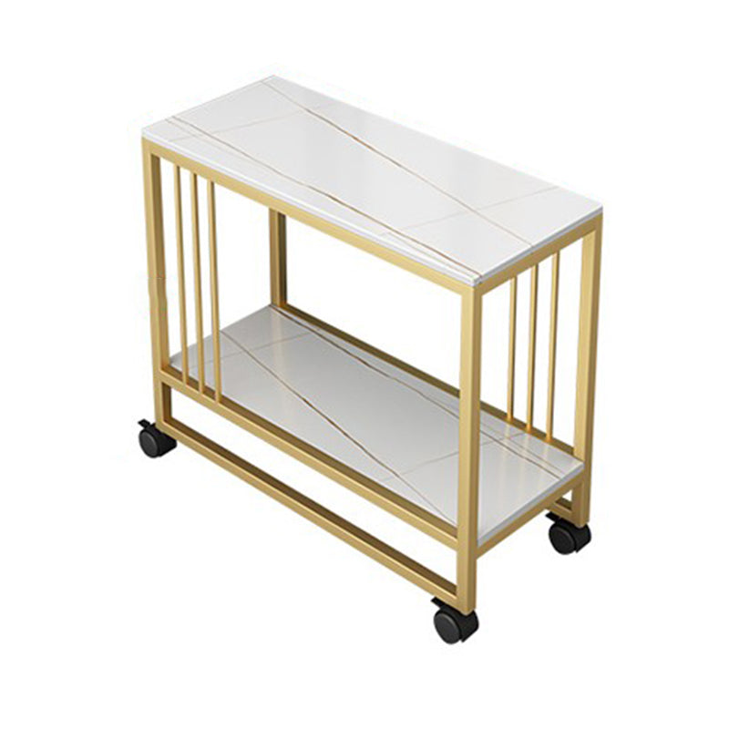 Metal Frame End Table 2-Tier Stone Top Accent Side Table with Shelf Gold 1 Clearhalo 'Coffee & Accent Tables' 'End & Side Tables' 'end_side_tables' 'furn' 'furn_end_side_tables' 'Furniture' 'Living Room Furniture' 7173907