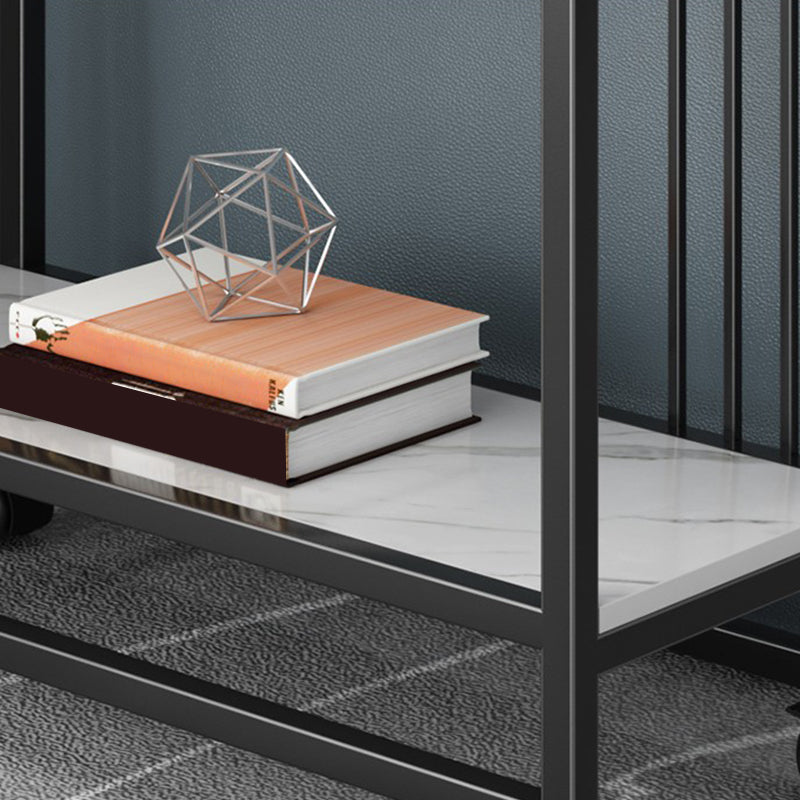 Metal Frame End Table 2-Tier Stone Top Accent Side Table with Shelf Clearhalo 'Coffee & Accent Tables' 'End & Side Tables' 'end_side_tables' 'furn' 'furn_end_side_tables' 'Furniture' 'Living Room Furniture' 7173922