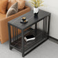 Metal Frame End Table 2-Tier Stone Top Accent Side Table with Shelf Black 1 Clearhalo 'Coffee & Accent Tables' 'End & Side Tables' 'end_side_tables' 'furn' 'furn_end_side_tables' 'Furniture' 'Living Room Furniture' 7173923
