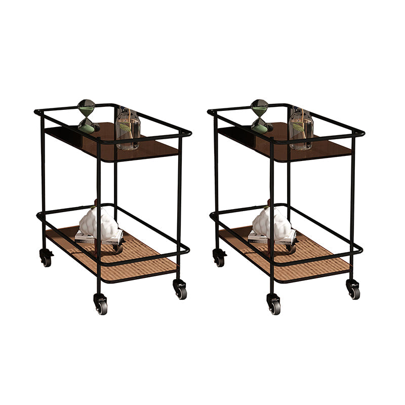 23.62" Tall 4 Legs Side Table Modernistic Metal Side End Snack Table Brown 2 Clearhalo 'Coffee & Accent Tables' 'End & Side Tables' 'end_side_tables' 'furn' 'furn_end_side_tables' 'Furniture' 'Living Room Furniture' 7173936