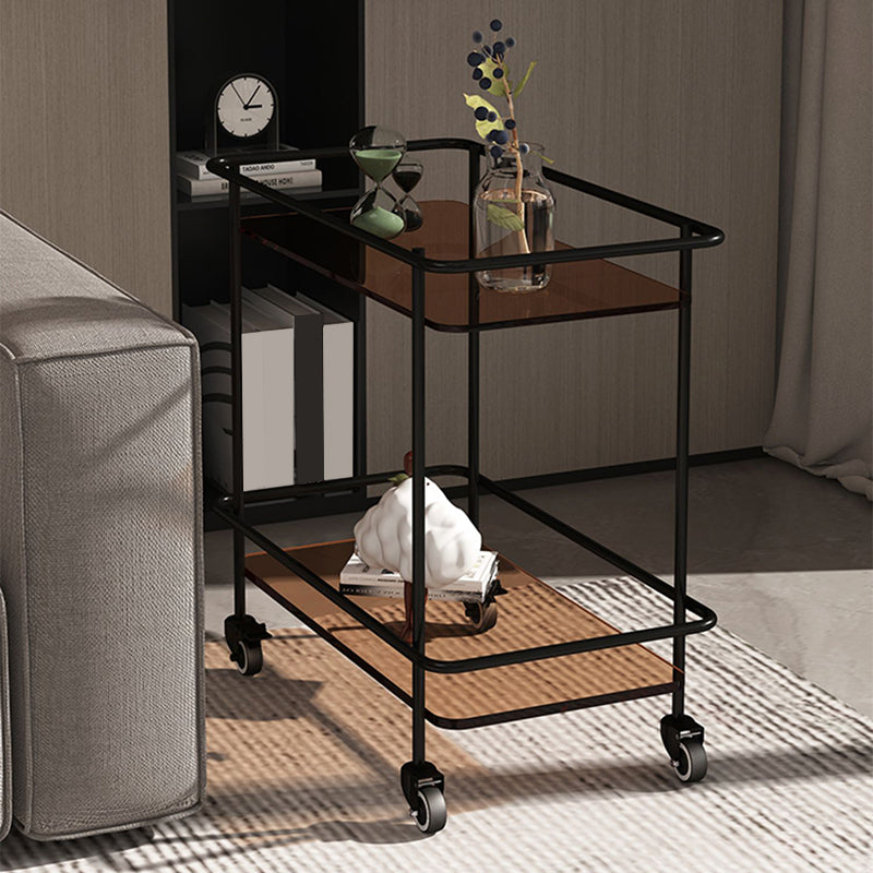 23.62" Tall 4 Legs Side Table Modernistic Metal Side End Snack Table Brown 1 Clearhalo 'Coffee & Accent Tables' 'End & Side Tables' 'end_side_tables' 'furn' 'furn_end_side_tables' 'Furniture' 'Living Room Furniture' 7173952