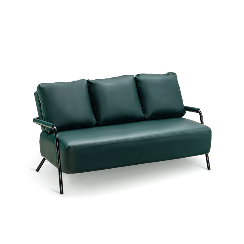 Metal Stationary Loveseat Cushions Back Standard Sofa with Pillows Green PU（Polyurethane） Clearhalo 'furn' 'furn_sofas' 'Furniture' 'Living Room Furniture' 'Sofa' 'sofas' 7174216